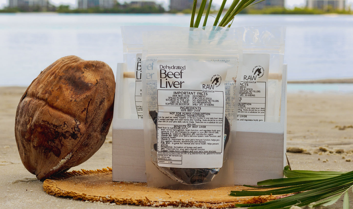 Dehydrated Beef Liver for Cats & Dogs — 100% Single Ingredient | Raw Instincts Florida | 4 oz