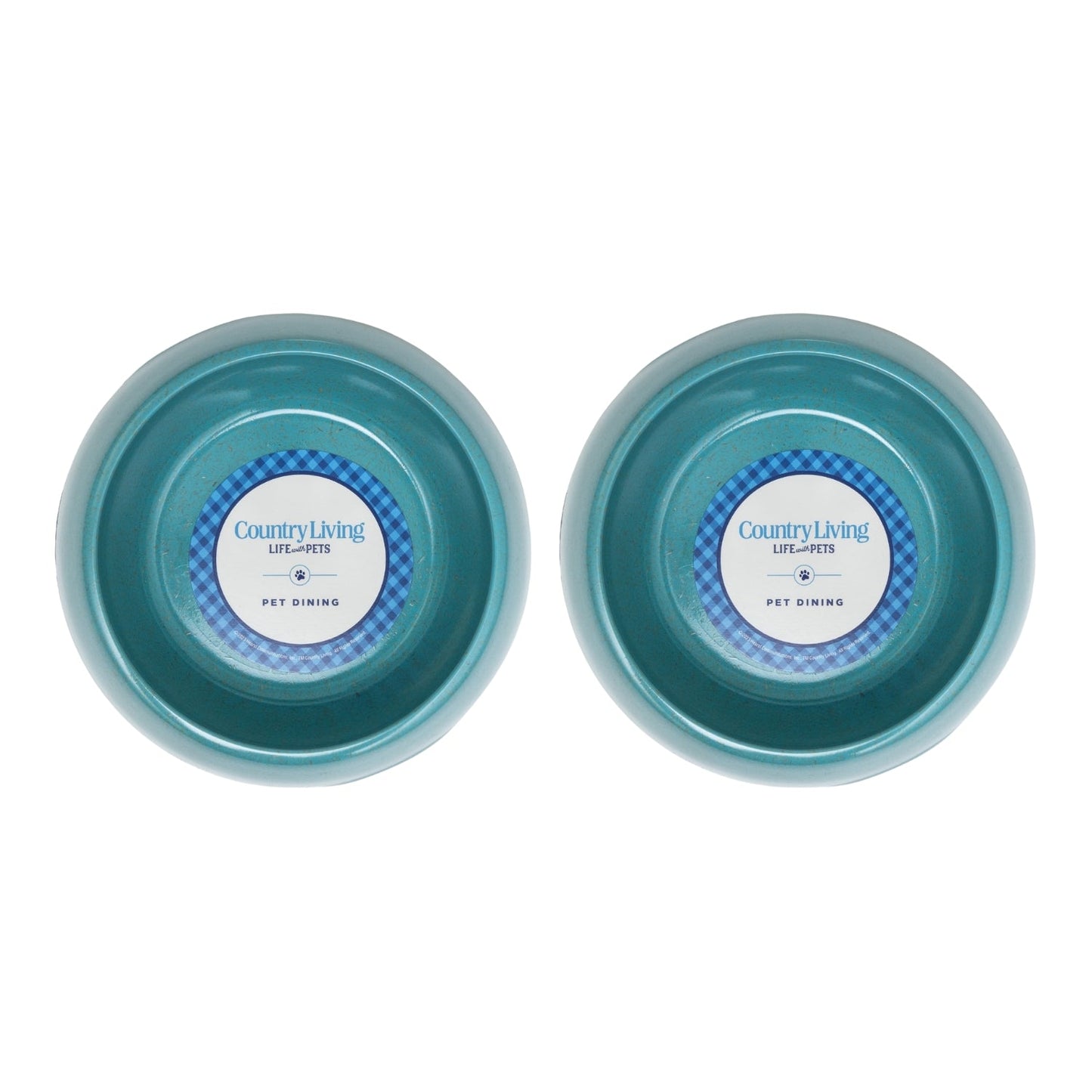 Country Living Set of 2 Natural Fiber Dog Bowls – Teal Blue