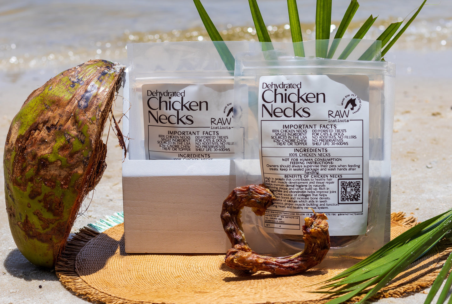 Dehydrated Chicken Necks for Cats & Dogs — 100% USA Sourced | Raw Instincts Florida | 4 Count