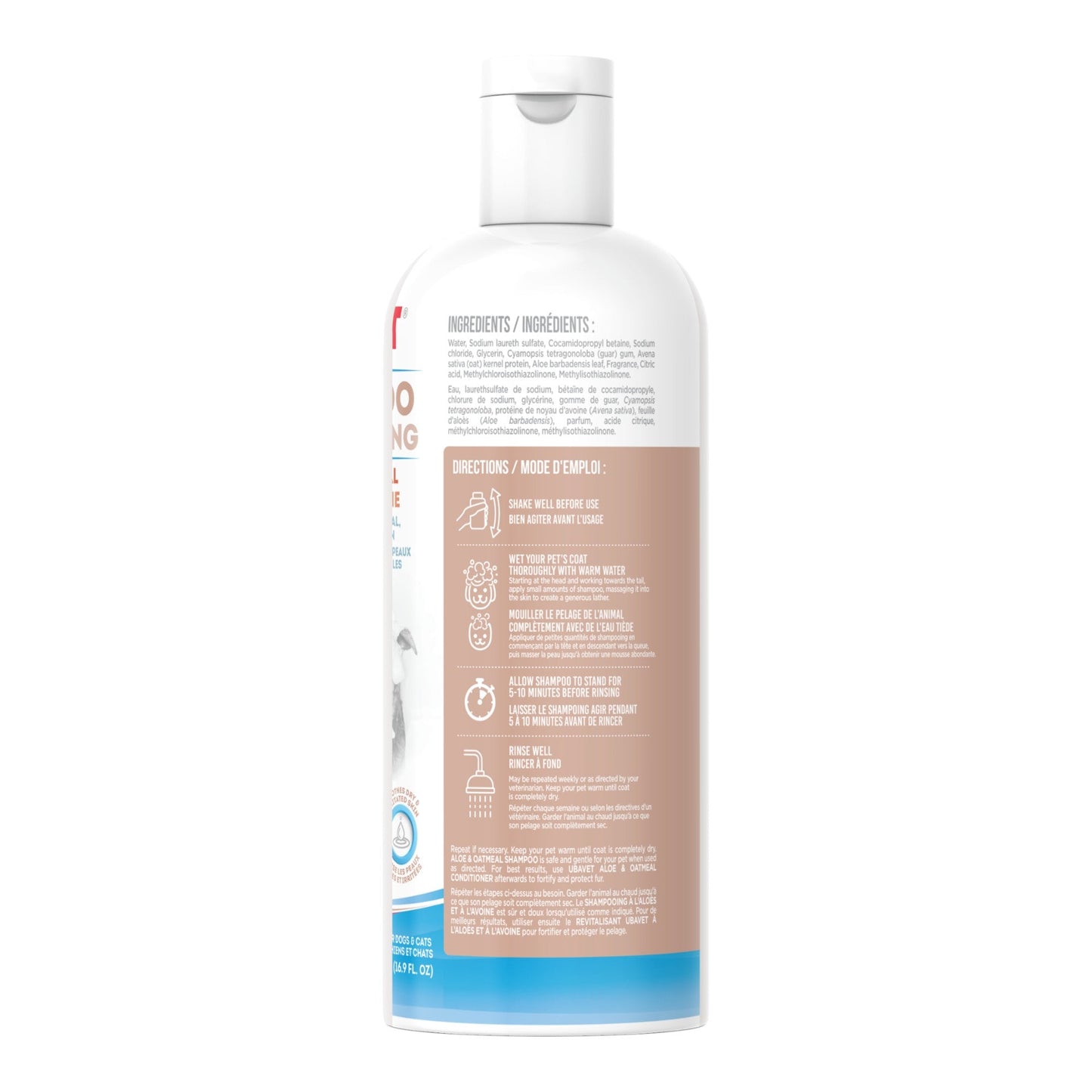 UBAVET Aloe & Oatmeal Shampoo for Dogs & Cats – Gentle Hydrating Formula – (16.9 fl oz / 500ml)
