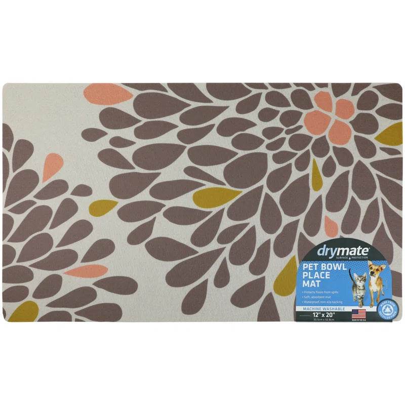 Premium Pet Bowl Placemat - Thin Absorbent Waterproof Feeding Mat for Dogs & Cats | Machine Washable Floor Protection